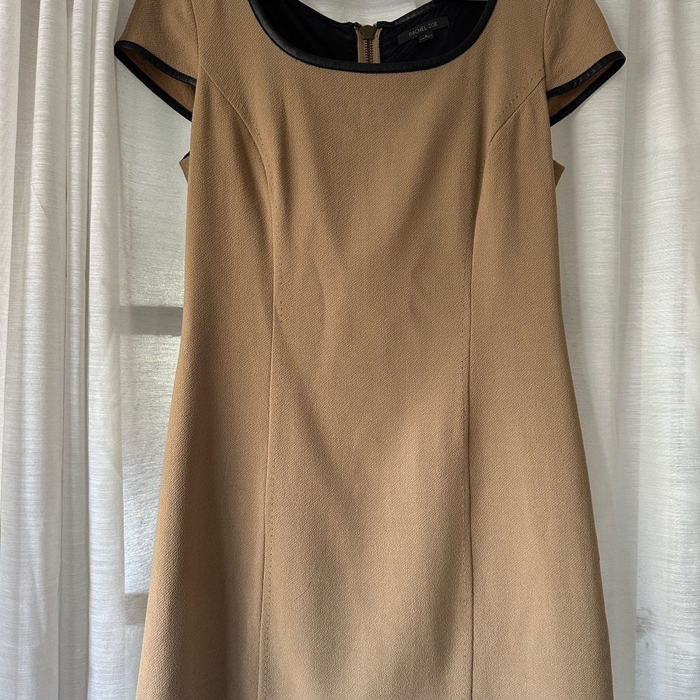 Elegant Tan Dress with Black Accents